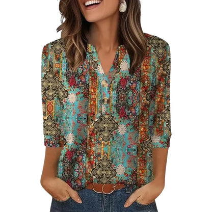 3/4 Length Sleeve Womens Tops Dressy Casual Blouses