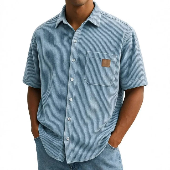 Men's Vintage Lapel Short-Sleeve Button-Down Shirts
