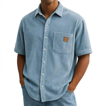 Men's Vintage Lapel Short-Sleeve Button-Down Shirts