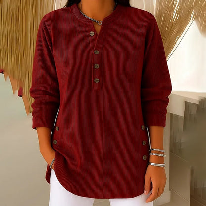 Women‘s Corduroy Henley Top – Stylish, Soft & Versatile
