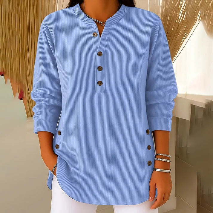 Women‘s Corduroy Henley Top – Stylish, Soft & Versatile