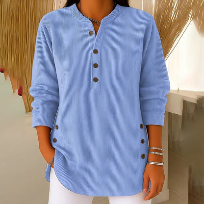Women‘s Corduroy Henley Top – Stylish, Soft & Versatile