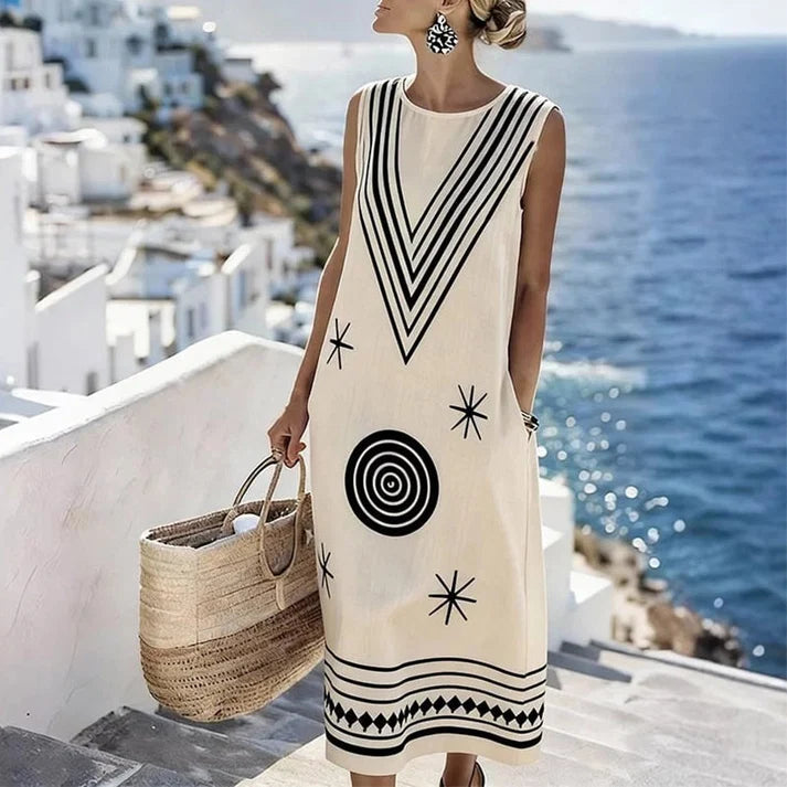 Women's Digital Print Sleeveless Maxi Dress