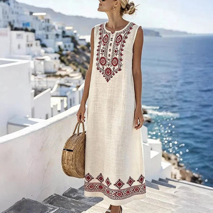 Women's Digital Print Sleeveless Maxi Dress
