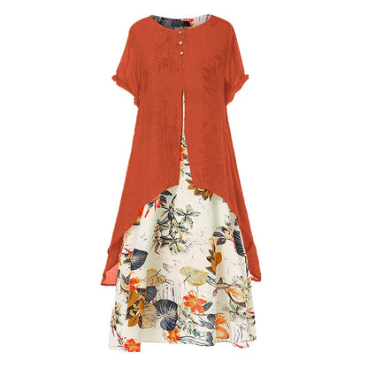 Women's Layered Look Floral Print Casual Dress