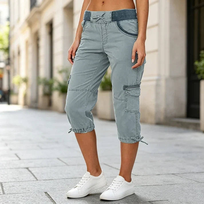 Women's High-Waist Cargo Capri Pants