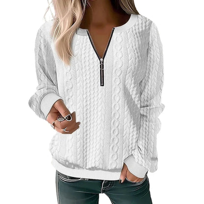 Women's Half-Zip Cable Knit Sweatshirt
