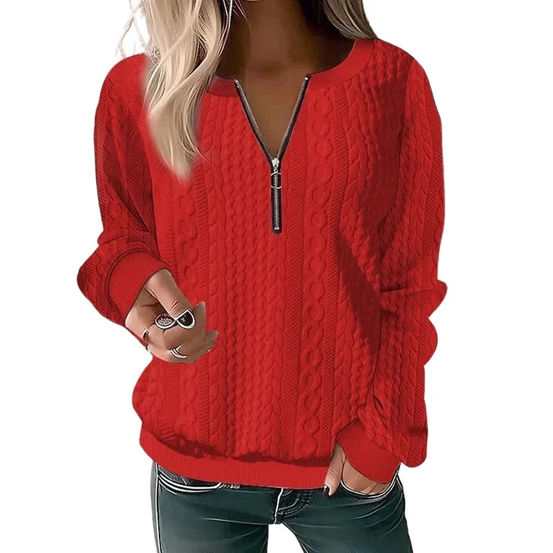 Women's Half-Zip Cable Knit Sweatshirt