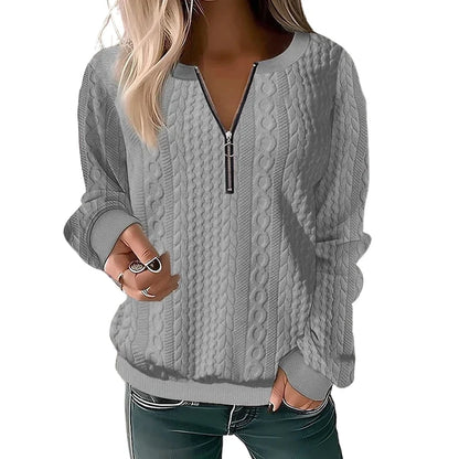 Women's Half-Zip Cable Knit Sweatshirt